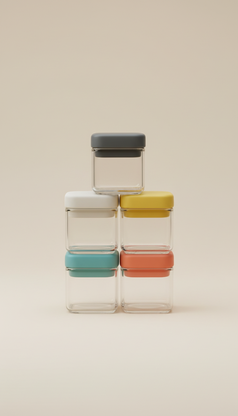 Stackable Spice Jar Set—Bold Accent Lids