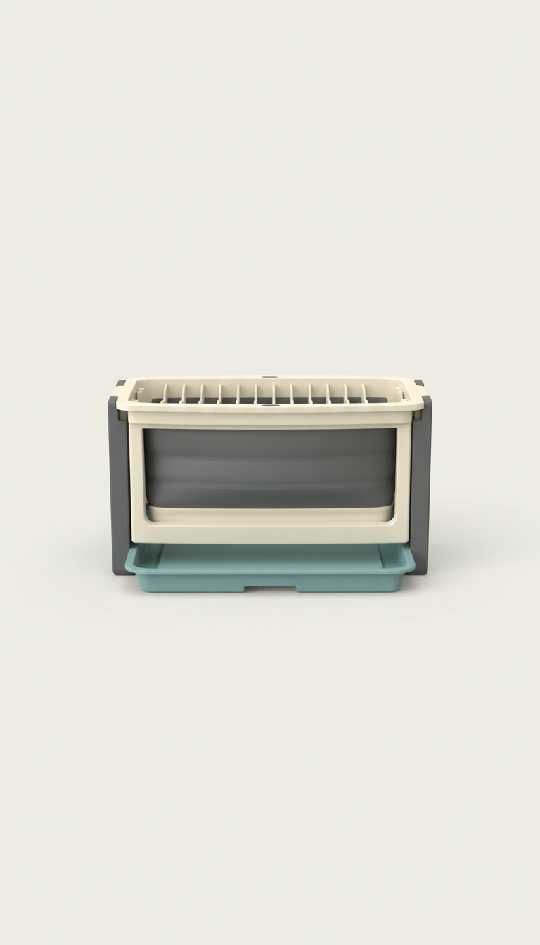 Collapsible Dish Rack—Brushed Metal Frame